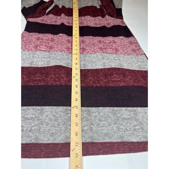 True Self Striped Hooded Knit Cardigan Sweater In Red &amp; Gray XL - Picture 7 of 12